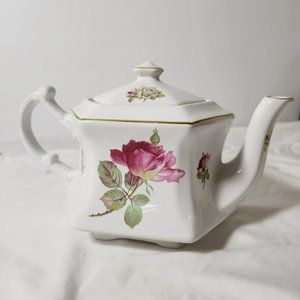 Vintage KERNEWEK Goonhavern Cornwall Floral Teapot - Collectible